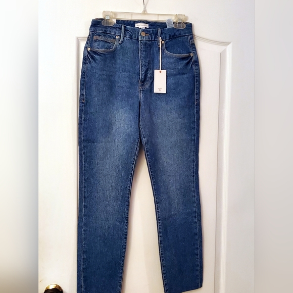 Good American Good Classic Jeans Raw Hem Blue 940 10/30 NWT - Picture 1 of 5
